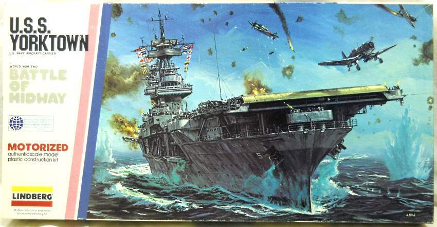 Lindberg 1/525 USS Yorktown CV5  Motorized Aircraft Carrier, 760M plastic model kit